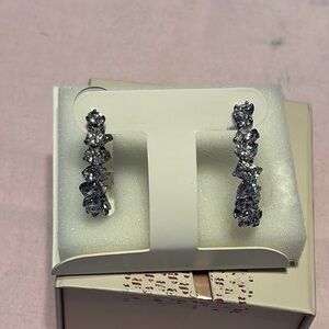 Elegant Silver Crystal Hoop Earrings